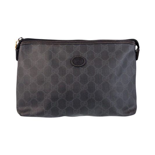 13915
GUCCI グッチ ヴィンテージ オールドグッチ ブラック 黒 ゴールド金具 PVC 156 01 045 クラッチバッグ セカンドバッグ  メンズ