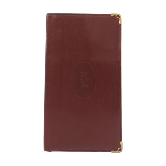 14408
CARTIER カルティエ ヴィンテージ マストライン ボルドー ゴールド金具 レザー 長財布 ロングウォレット 札入れ レディース AB5