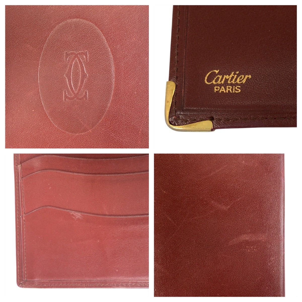 14408
CARTIER カルティエ ヴィンテージ マストライン ボルドー ゴールド金具 レザー 長財布 ロングウォレット 札入れ レディース AB5