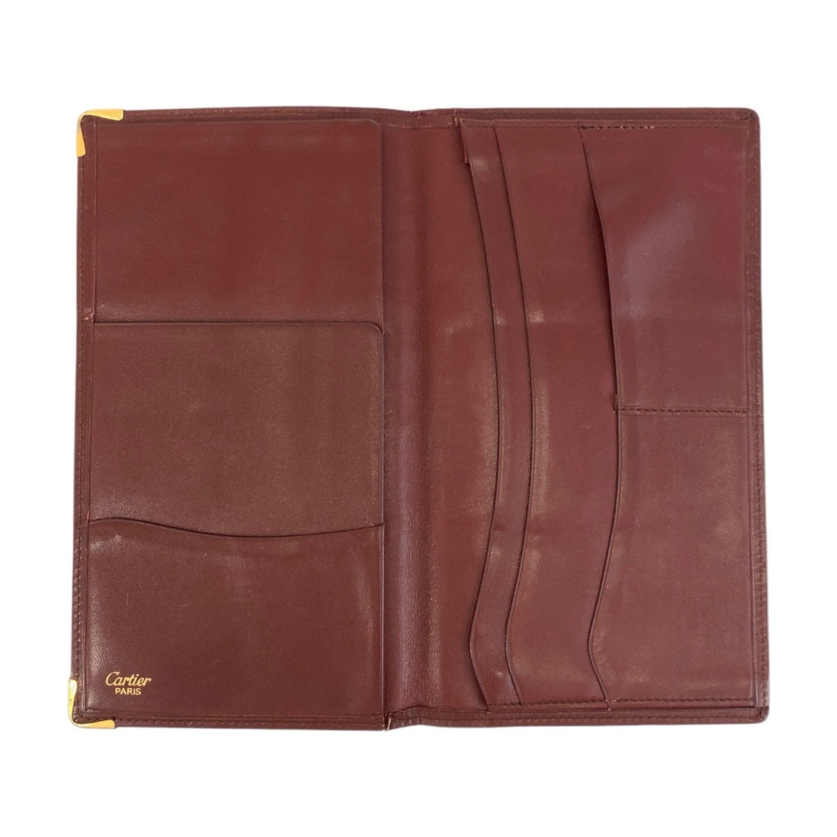 14408
CARTIER カルティエ ヴィンテージ マストライン ボルドー ゴールド金具 レザー 長財布 ロングウォレット 札入れ レディース AB5