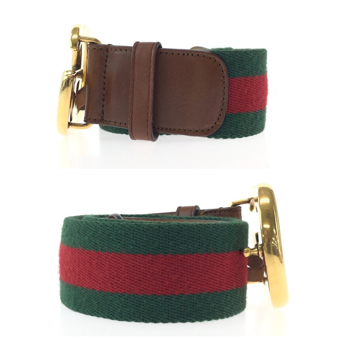 14409
GUCCI グッチ GGマーモント シェリーライン 75cm/30inc ブラウン レッド グリーン ゴールド金具 レザー 1476 ベルト バックル  メンズ