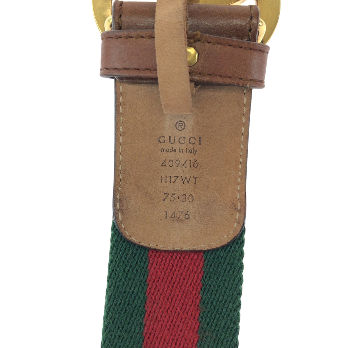 14409
GUCCI グッチ GGマーモント シェリーライン 75cm/30inc ブラウン レッド グリーン ゴールド金具 レザー 1476 ベルト バックル  メンズ