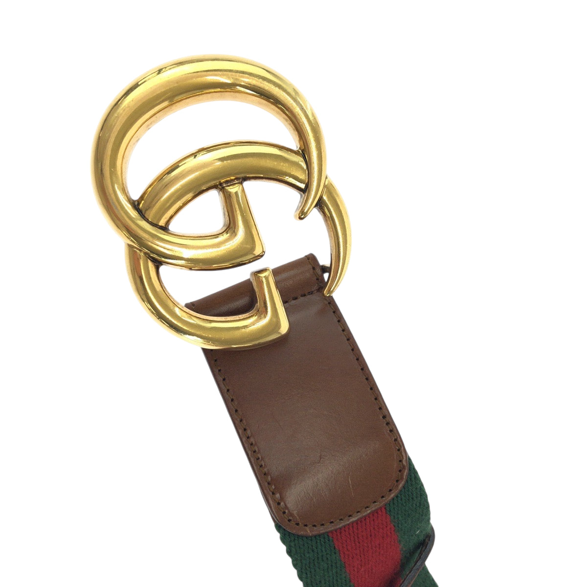 14409
GUCCI グッチ GGマーモント シェリーライン 75cm/30inc ブラウン レッド グリーン ゴールド金具 レザー 1476 ベルト バックル  メンズ