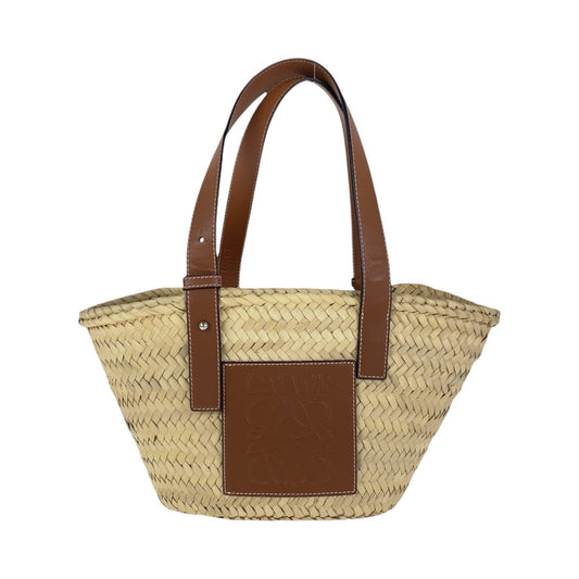 13918
LOEWE ロエベ アナグラム バスケットバッグ スモール ブラウン ベージュ ラフィア / レザー ハンドバッグ かごバッグ ショルダーバッグ  レディース
