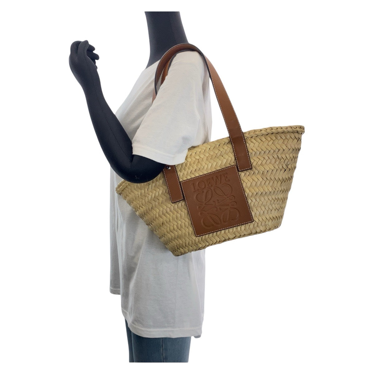 13918
LOEWE ロエベ アナグラム バスケットバッグ スモール ブラウン ベージュ ラフィア / レザー ハンドバッグ かごバッグ ショルダーバッグ  レディース