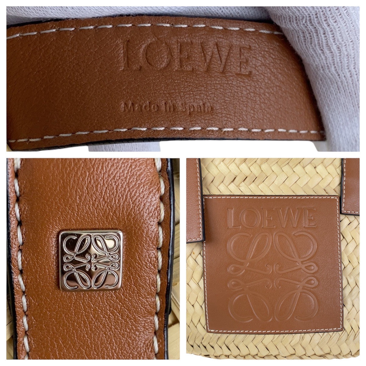 13918
LOEWE ロエベ アナグラム バスケットバッグ スモール ブラウン ベージュ ラフィア / レザー ハンドバッグ かごバッグ ショルダーバッグ  レディース