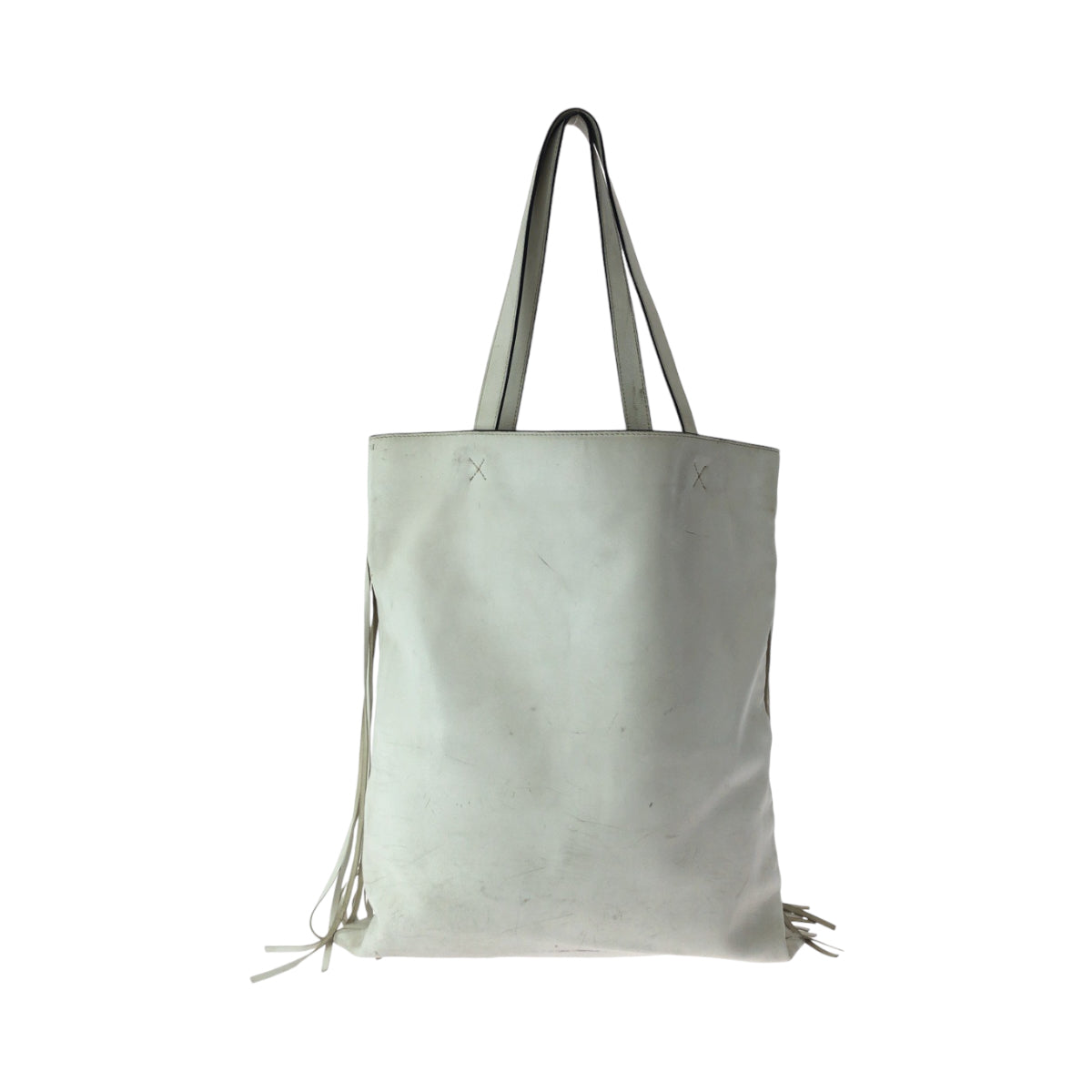 13919
LOEWE ロエベ アナグラム ロゴデザインバーティカル フリンジ ホワイト ブラック 黒 レザー トートバッグ ショルダーバッグ  レディース