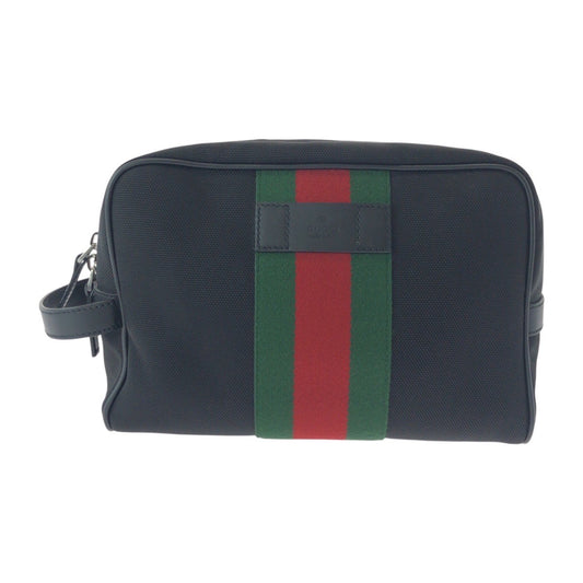 13920
GUCCI グッチ シェリーライン ブラック 黒 シルバー金具 キャンバス / レザー 630916 セカンドバッグ ポーチ  メンズ A39