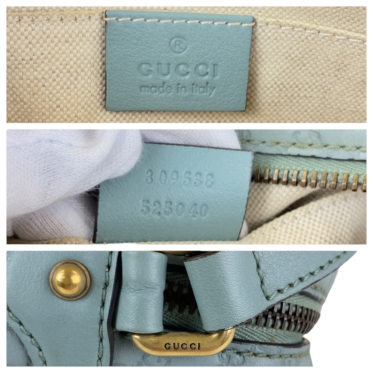 13921
GUCCI グッチ マイクログッチシマ バンブー ブルー ゴールド金具 レザー 309538 斜め掛け ショルダーバッグ ポシェット  レディース AB40