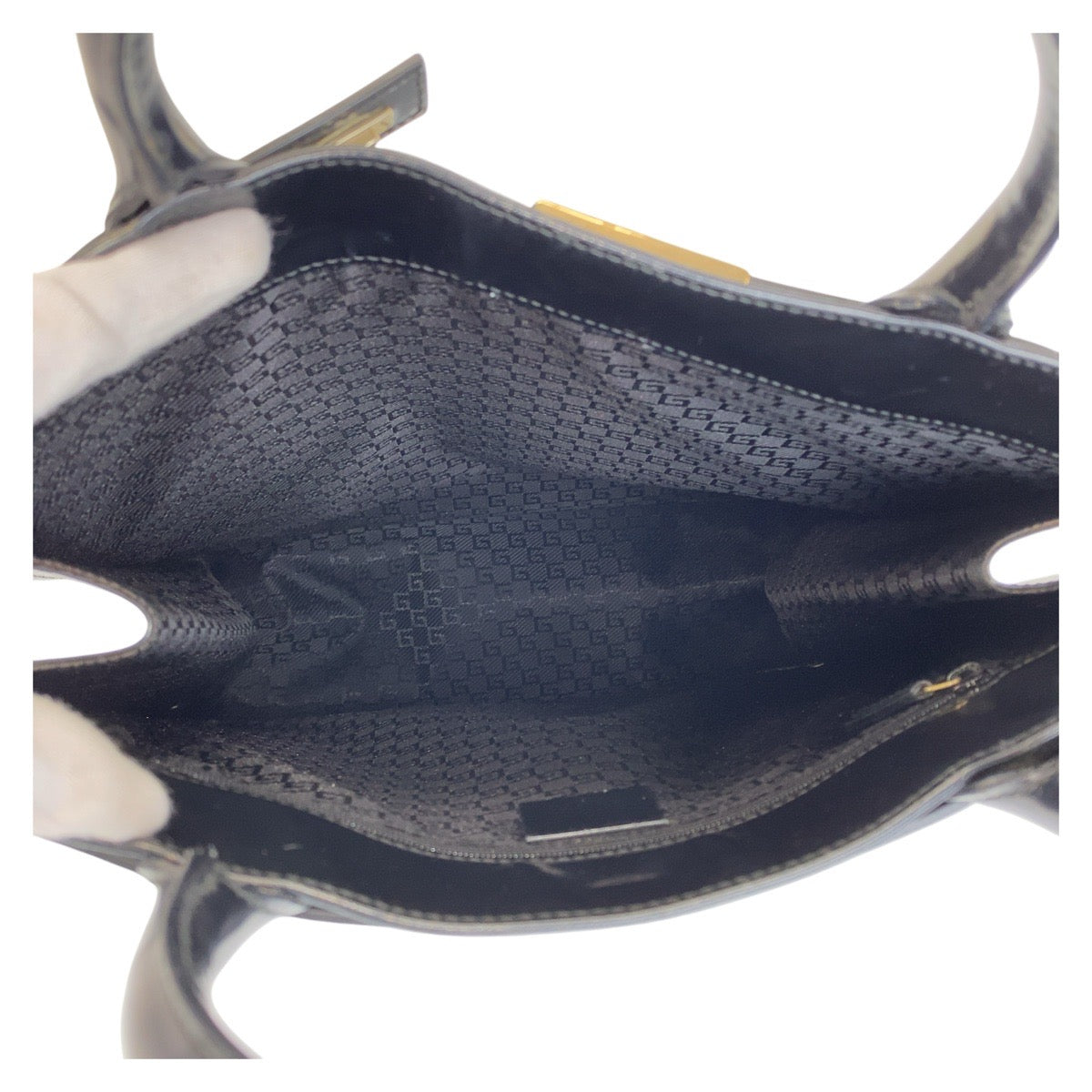 14412
GUCCI グッチ ブラック 黒 ゴールド金具 レザー 002 1091 トートバッグ  レディース