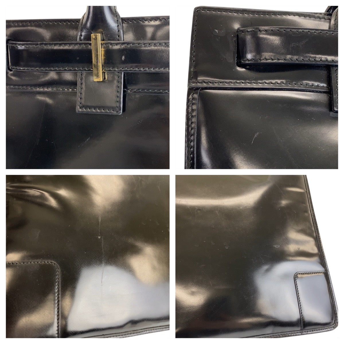 14412
GUCCI グッチ ブラック 黒 ゴールド金具 レザー 002 1091 トートバッグ  レディース