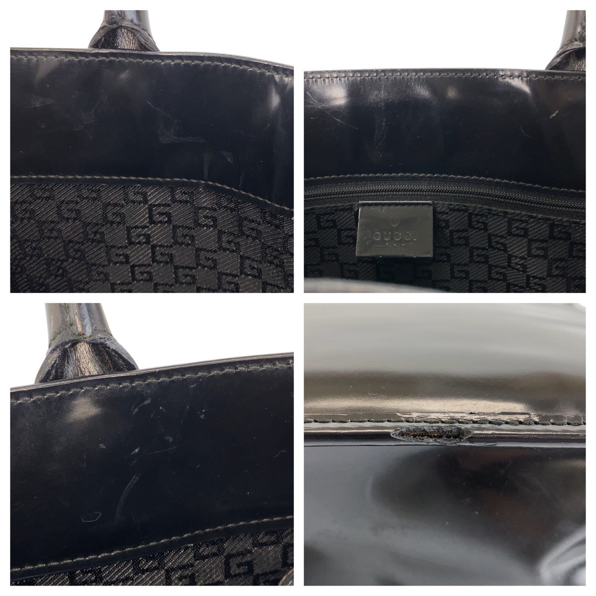 14412
GUCCI グッチ ブラック 黒 ゴールド金具 レザー 002 1091 トートバッグ  レディース
