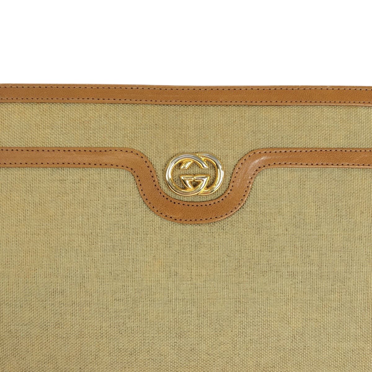 14413
GUCCI グッチ ヴィンテージ オールドグッチ ブラウン ゴールド金具 キャンバス クラッチバッグ セカンドバッグ  レディース