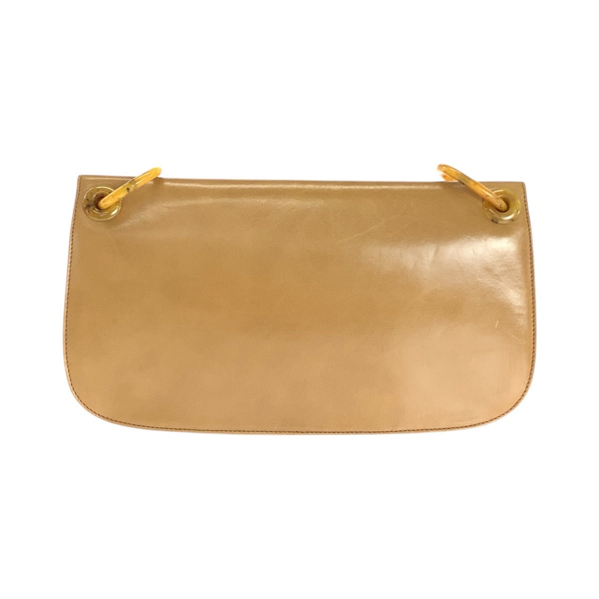 14414
PRADA プラダ ブラウン 茶 シルバー金具 レザー / プラスチック プラチェーン ショルダーバッグ 肩掛け  レディース
