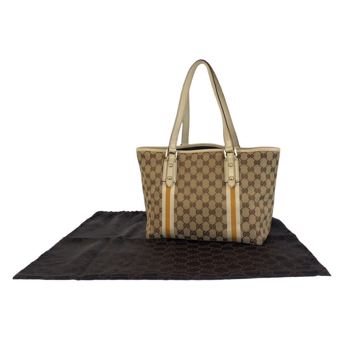 13923
GUCCI グッチ シェリーライン ベージュ ブラウン ゴールド金具 GGキャンバス / レザー 137396 トートバッグ ショルダーバッグ  レディース