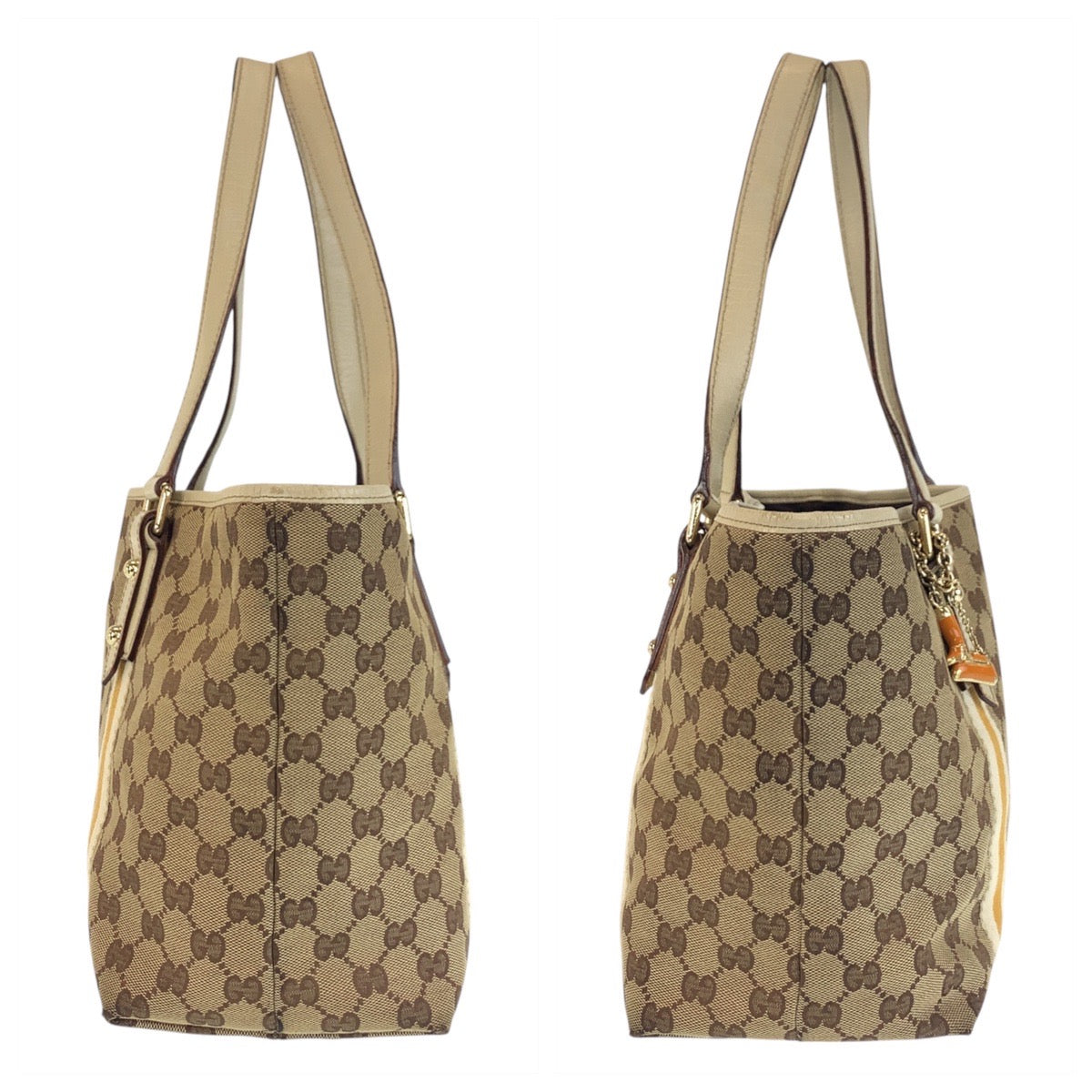 13923
GUCCI グッチ シェリーライン ベージュ ブラウン ゴールド金具 GGキャンバス / レザー 137396 トートバッグ ショルダーバッグ  レディース