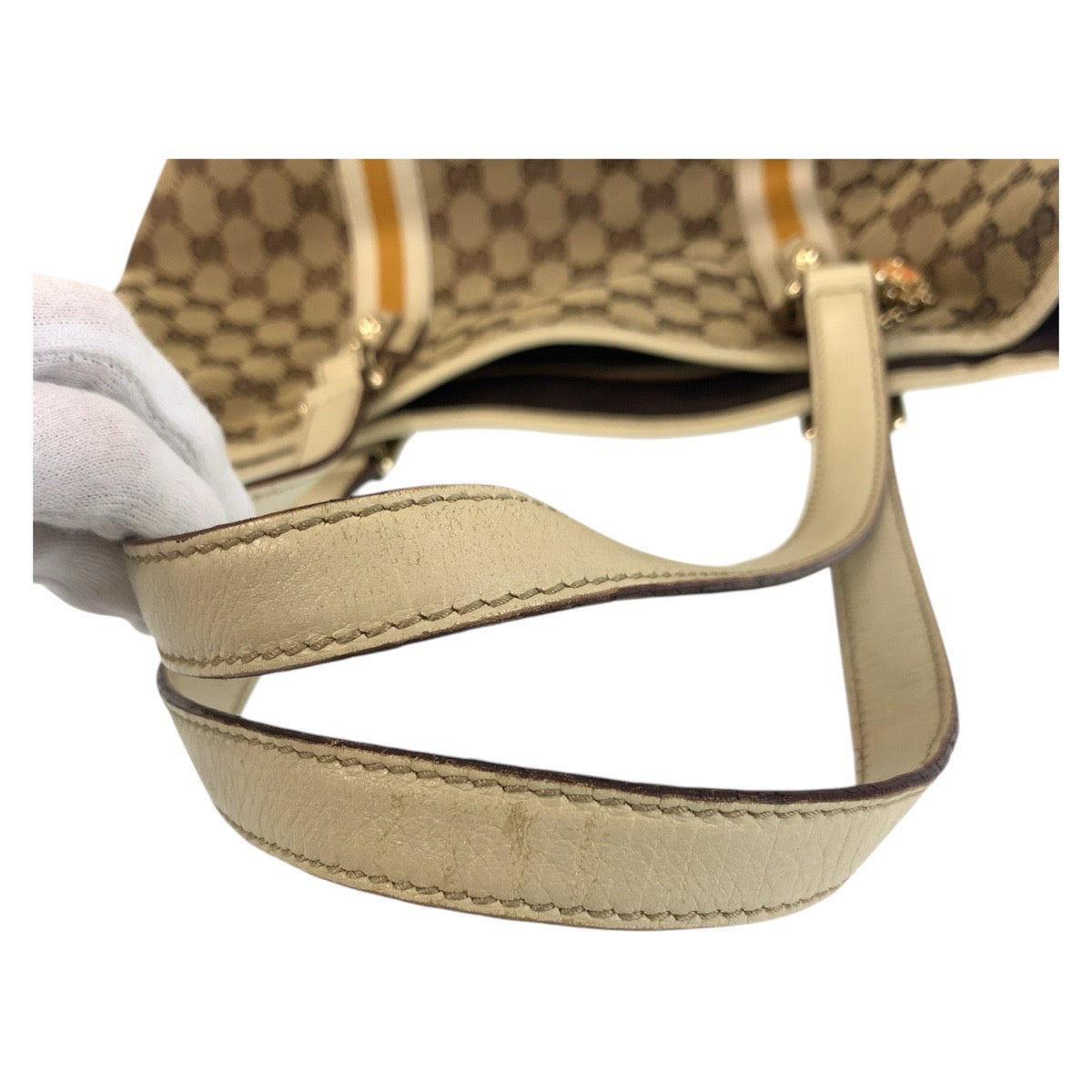 13923
GUCCI グッチ シェリーライン ベージュ ブラウン ゴールド金具 GGキャンバス / レザー 137396 トートバッグ ショルダーバッグ  レディース