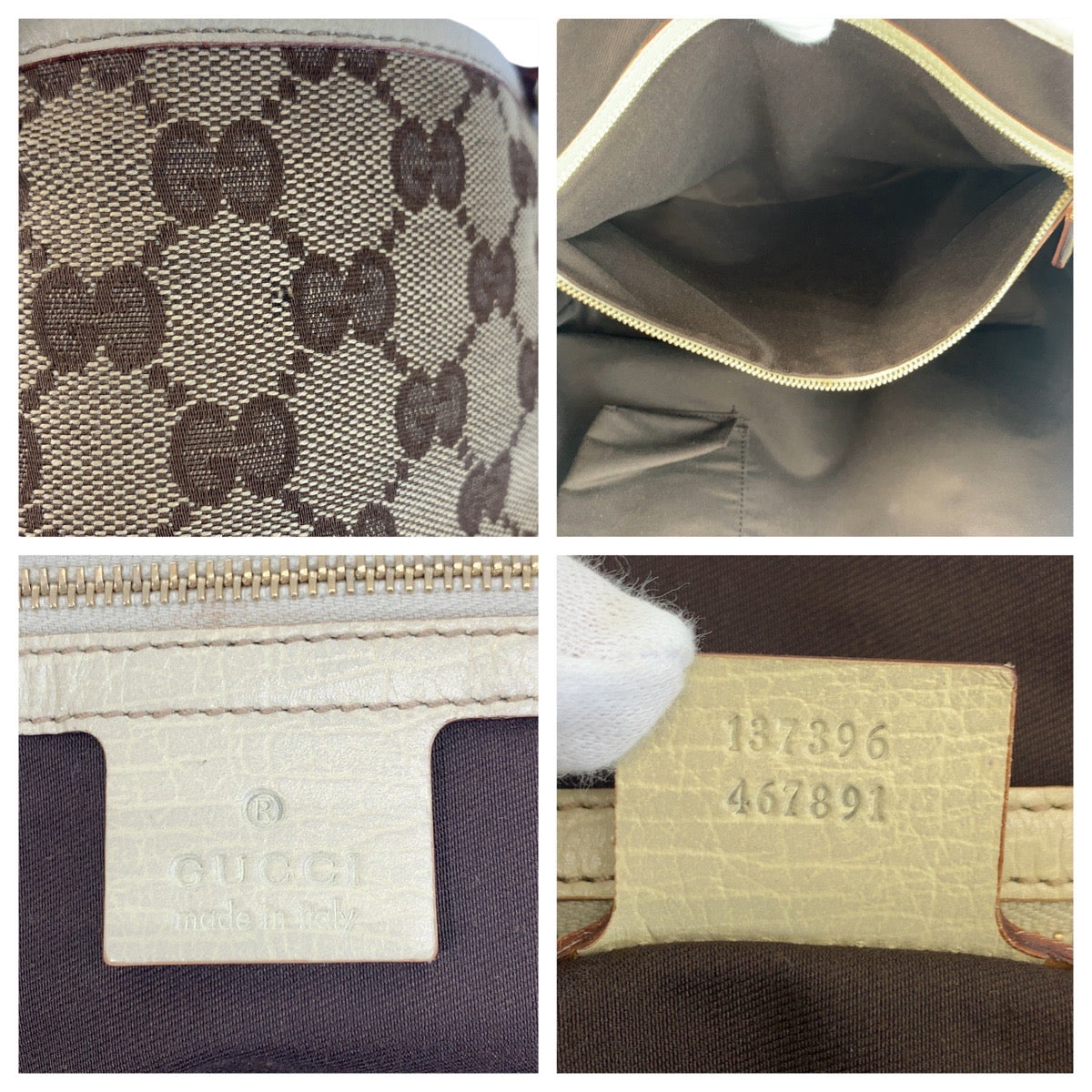13923
GUCCI グッチ シェリーライン ベージュ ブラウン ゴールド金具 GGキャンバス / レザー 137396 トートバッグ ショルダーバッグ  レディース