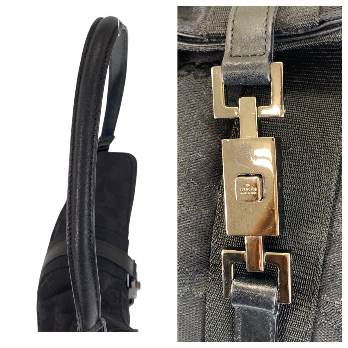 14416
GUCCI グッチ ジャッキー ブラック 黒 GGキャンバス / レザー 001 3734 ショルダーバッグ  レディース ABP20