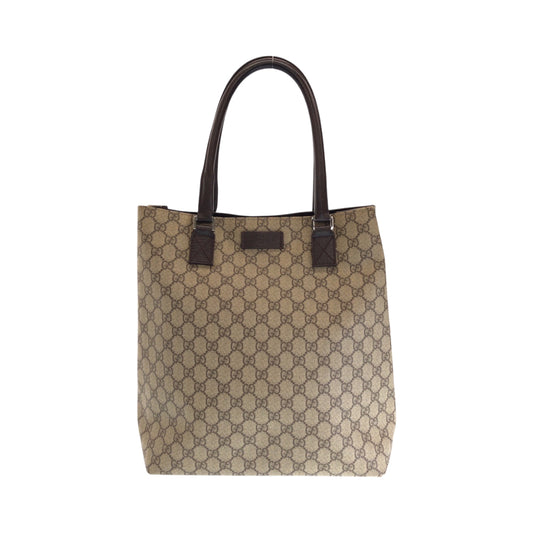 14418
GUCCI グッチ ベージュ ブラウン シルバー金具 GGスプリームキャンバス 131220 トートバッグ ショルダーバッグ  レディース