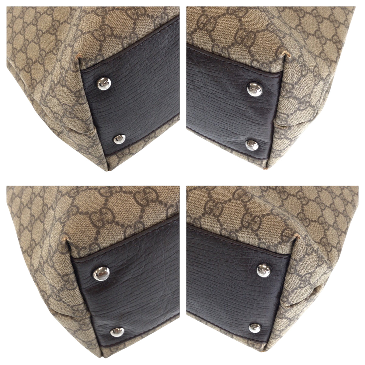 14418
GUCCI グッチ ベージュ ブラウン シルバー金具 GGスプリームキャンバス 131220 トートバッグ ショルダーバッグ  レディース