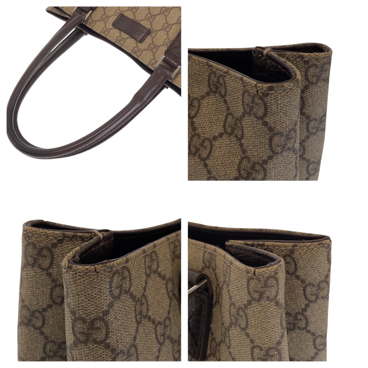 14418
GUCCI グッチ ベージュ ブラウン シルバー金具 GGスプリームキャンバス 131220 トートバッグ ショルダーバッグ  レディース