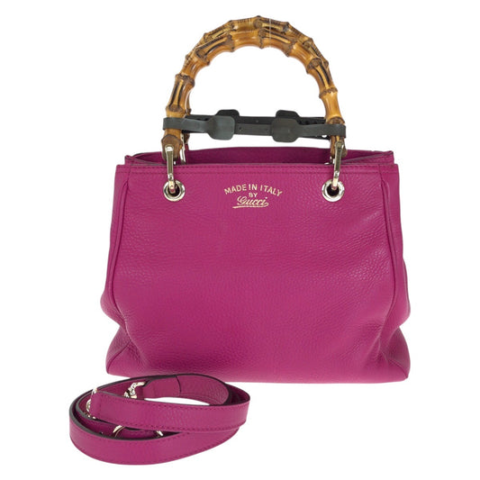 14419
GUCCI グッチ バンブー スモール ショッパー ピンク ゴールド金具 レザー 336032 トートバッグ ショルダーバッグ 2way  レディース