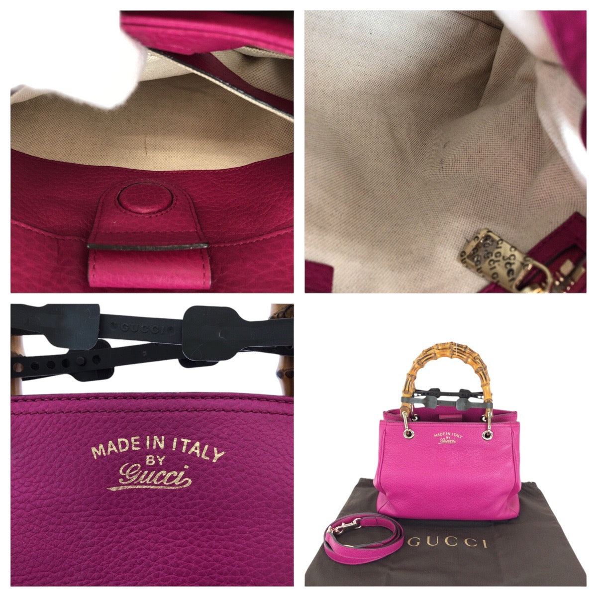 14419
GUCCI グッチ バンブー スモール ショッパー ピンク ゴールド金具 レザー 336032 トートバッグ ショルダーバッグ 2way  レディース