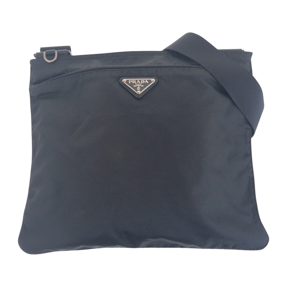 13925
PRADA プラダ テスート 三角ロゴプレート ブラック 黒 シルバー金具 ナイロン 斜め掛け ショルダーバッグ 男女兼用  レディース AB21