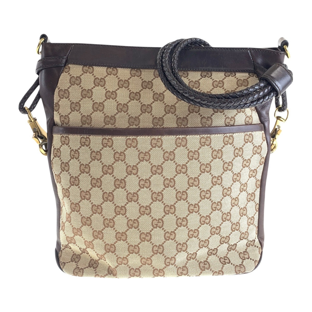 14422
GUCCI グッチ ブラウン ゴールド金具 GGキャンバス / レザー 109097 ショルダーバッグ ポシェット  レディース