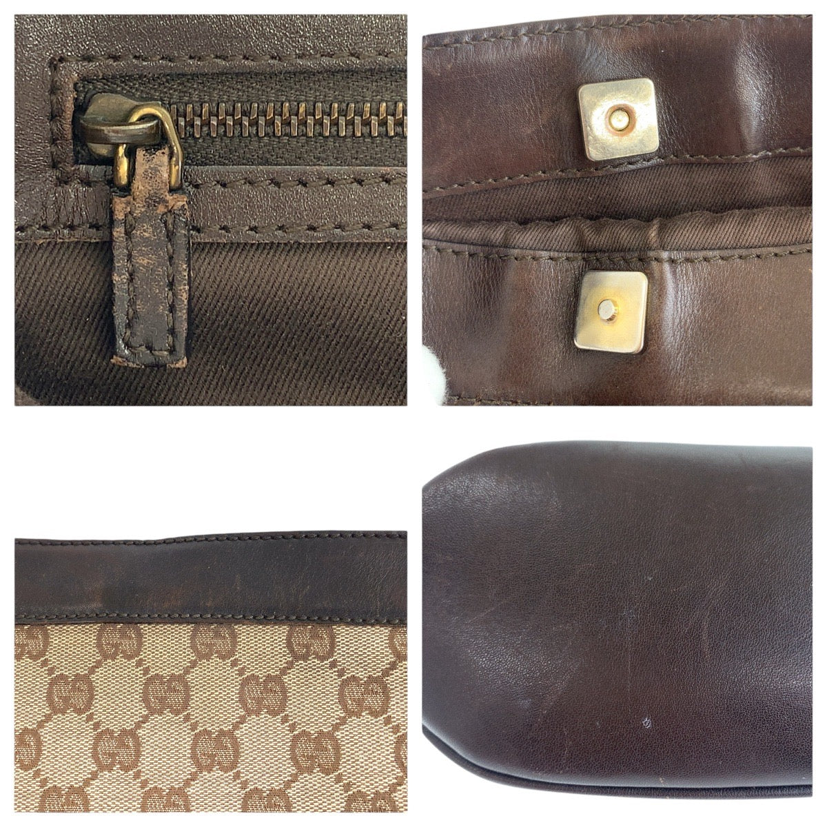 14422
GUCCI グッチ ブラウン ゴールド金具 GGキャンバス / レザー 109097 ショルダーバッグ ポシェット  レディース