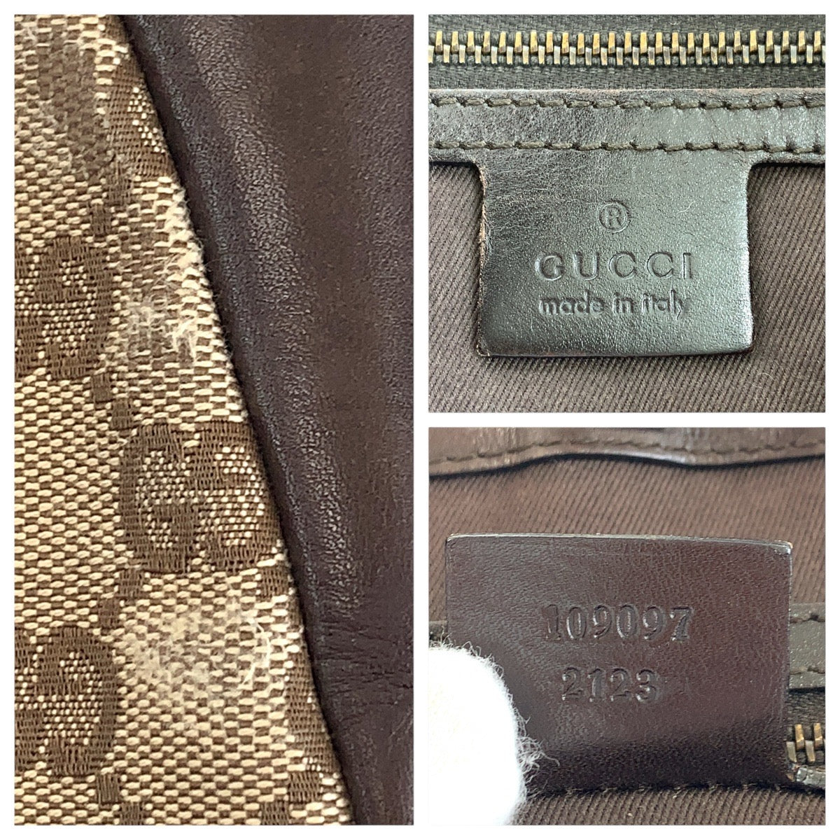14422
GUCCI グッチ ブラウン ゴールド金具 GGキャンバス / レザー 109097 ショルダーバッグ ポシェット  レディース