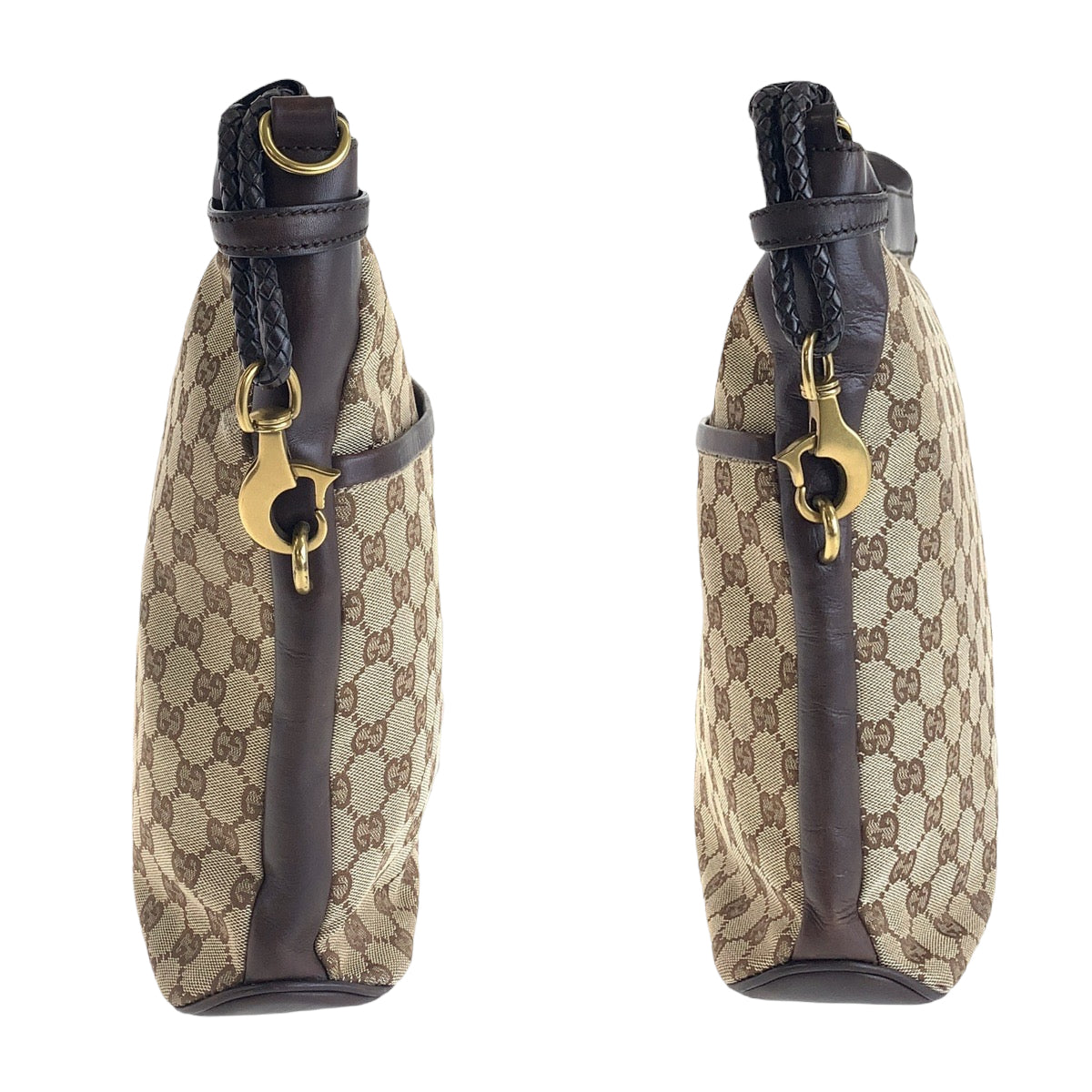 14422
GUCCI グッチ ブラウン ゴールド金具 GGキャンバス / レザー 109097 ショルダーバッグ ポシェット  レディース