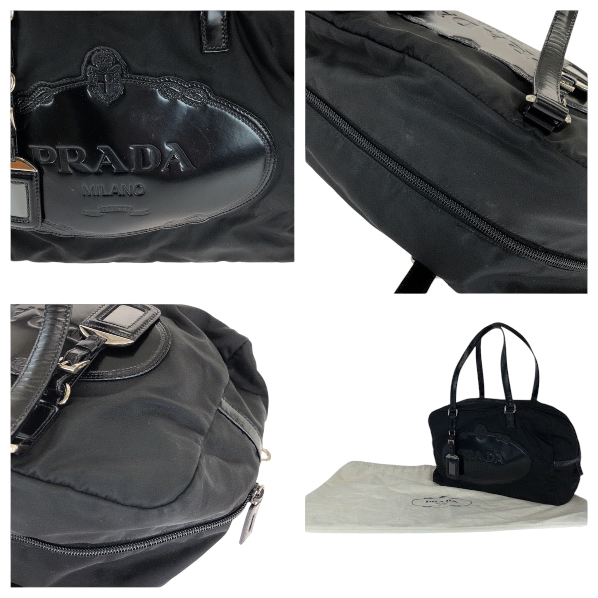 14424
PRADA プラダ テスート ロゴ ブラック 黒 シルバー金具 ナイロン BR3150 ボストンバッグ ショルダーバッグ  レディース