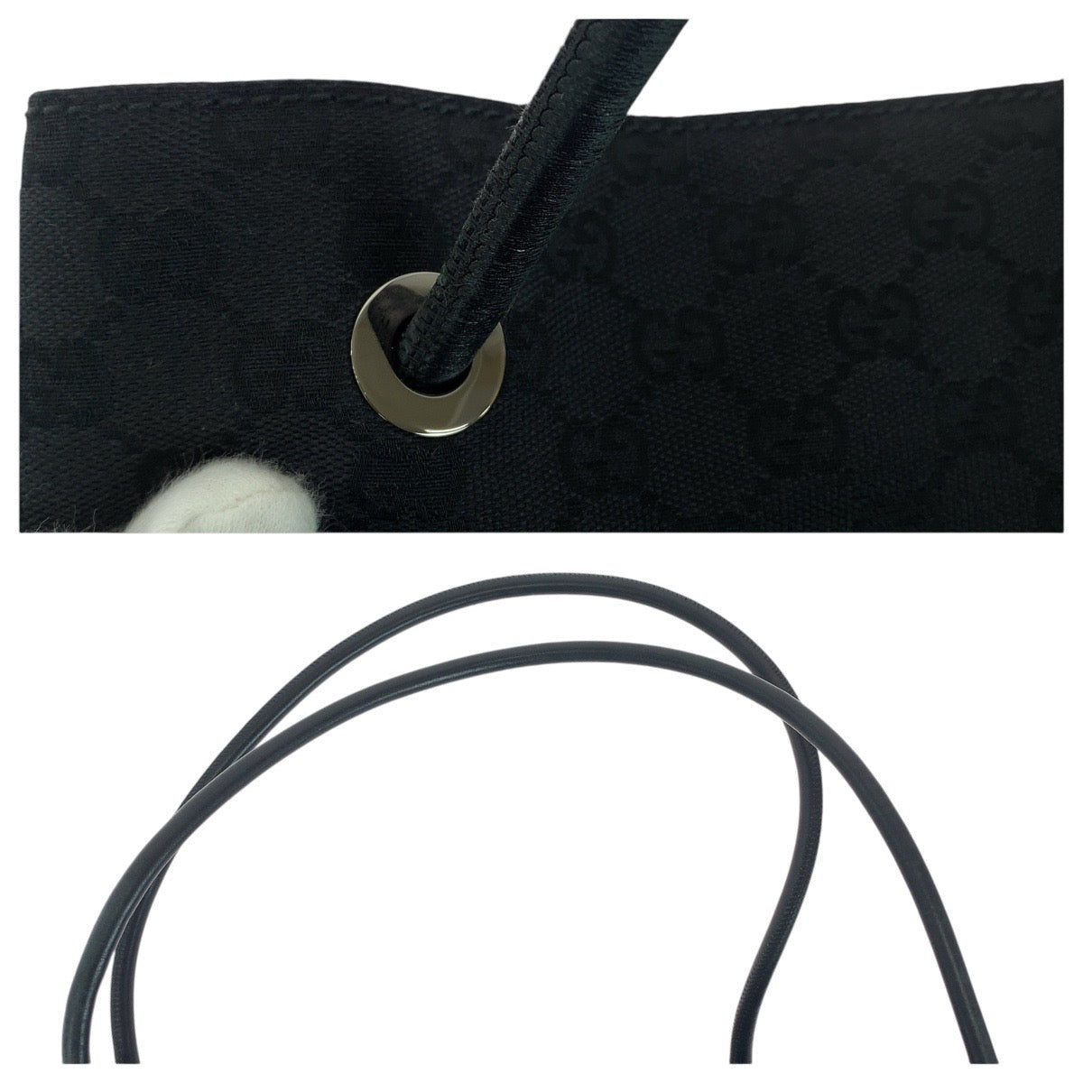 14425
GUCCI グッチ ブラック 黒 シルバー金具 GGキャンバス / レザー 101268 トートバッグ ショルダーバッグ 男女兼用  レディース