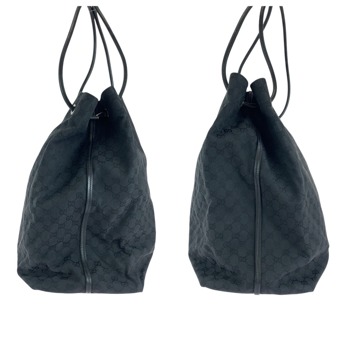 14425
GUCCI グッチ ブラック 黒 シルバー金具 GGキャンバス / レザー 101268 トートバッグ ショルダーバッグ 男女兼用  レディース