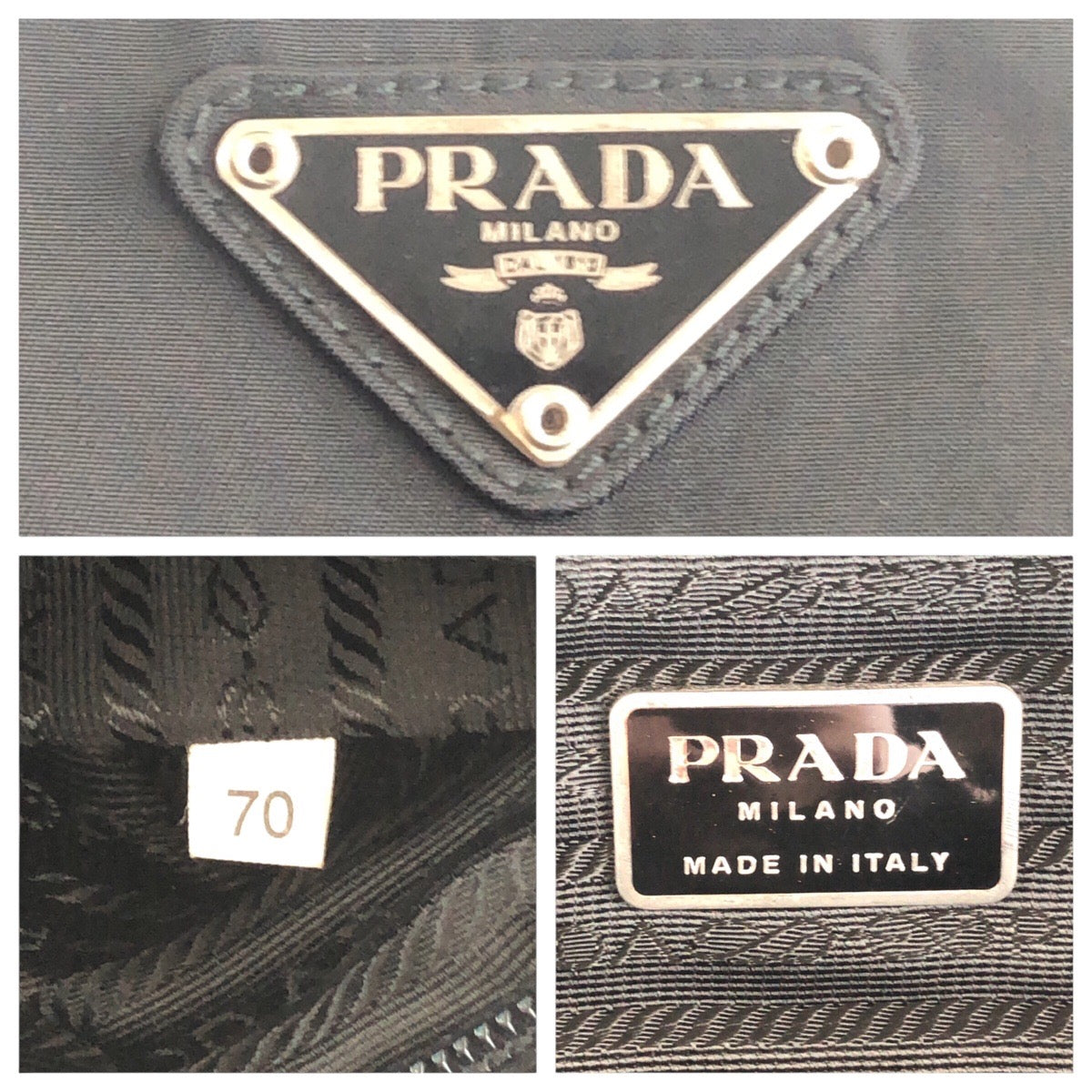 14427
PRADA プラダ テスート 三角ロゴプレート ブラック 黒 シルバー金具 ナイロン トートバッグ ショルダーバッグ  レディース
