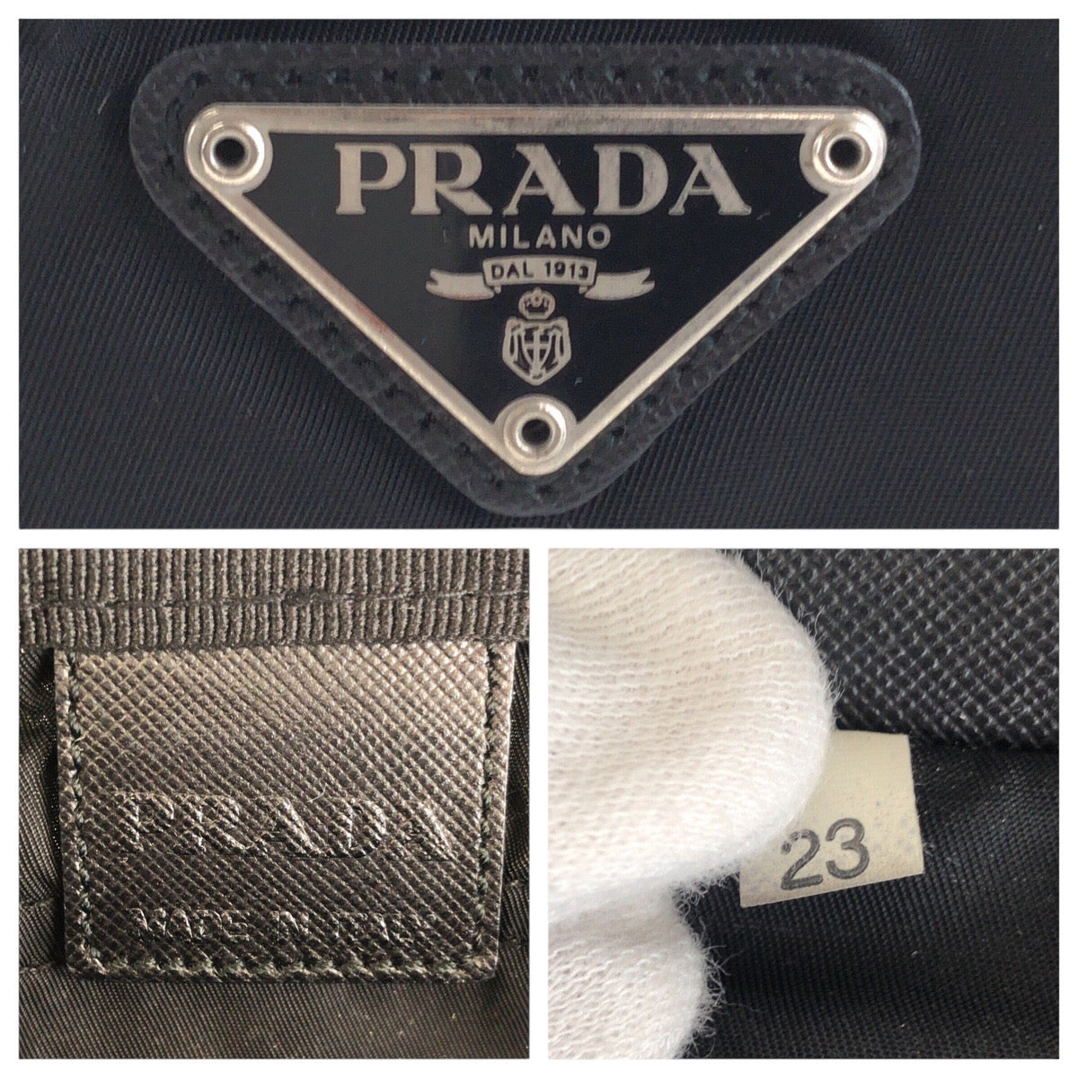 14429
PRADA プラダ ブラック 黒 シルバー金具 ナイロン セカンドバッグ  メンズ