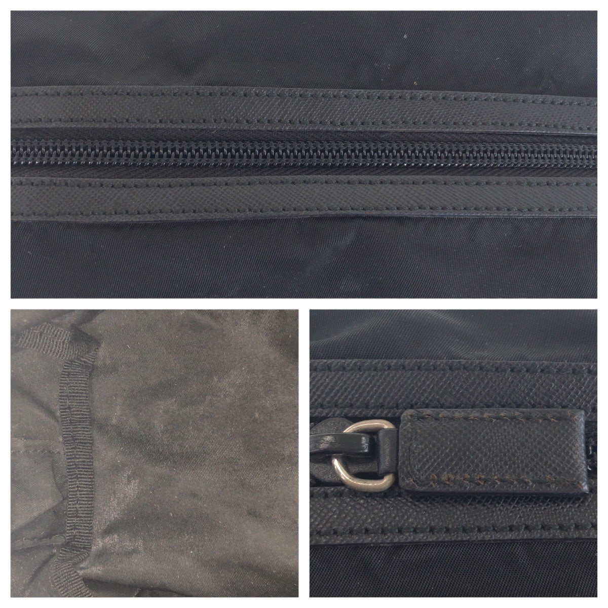 14429
PRADA プラダ ブラック 黒 シルバー金具 ナイロン セカンドバッグ  メンズ