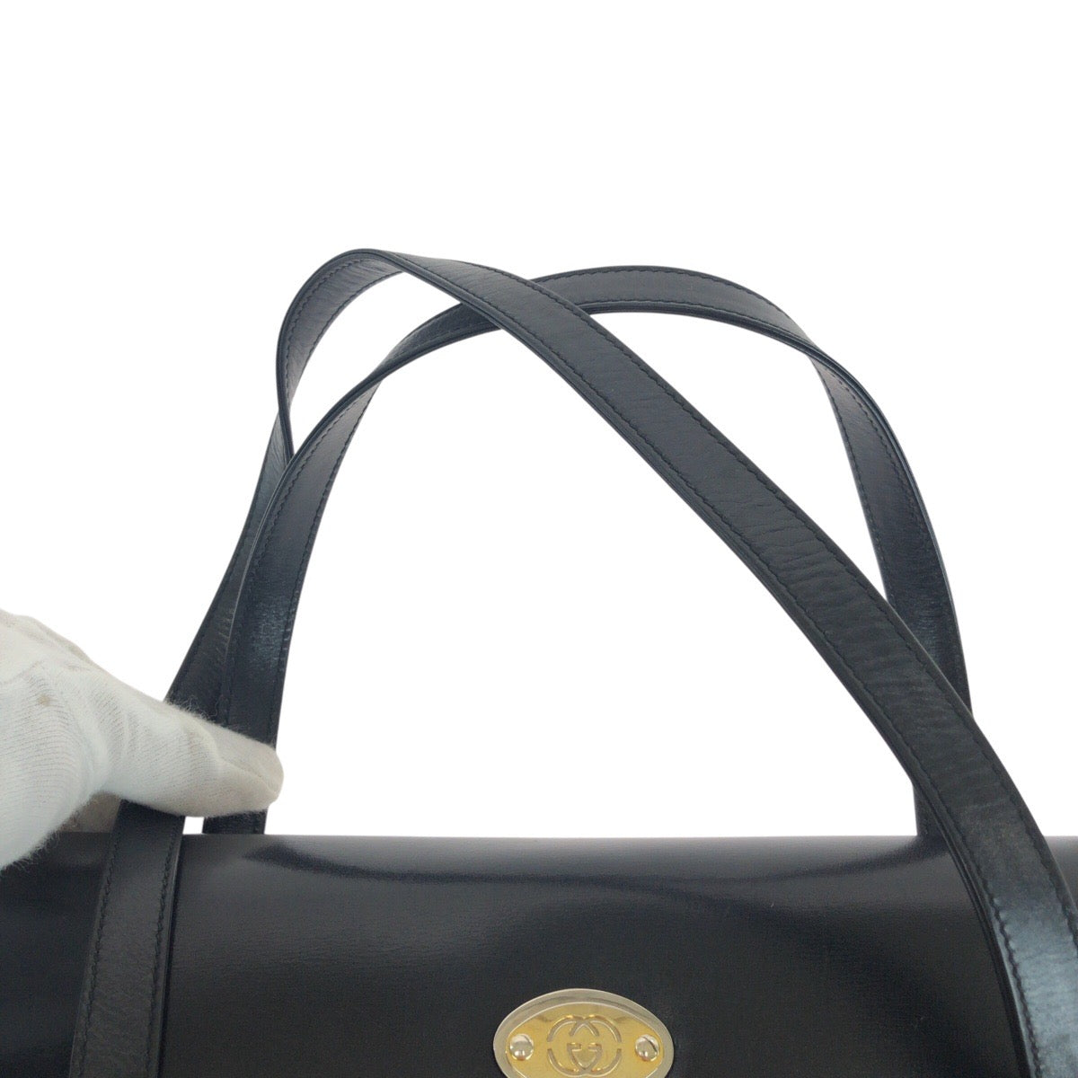 14430
GUCCI グッチ ヴィンテージ オールドグッチ インターロッキング クレスト ブラック 黒 ゴールド金具 レザー 000 46 4857 トートバッグ ショルダーバッグ  レディース