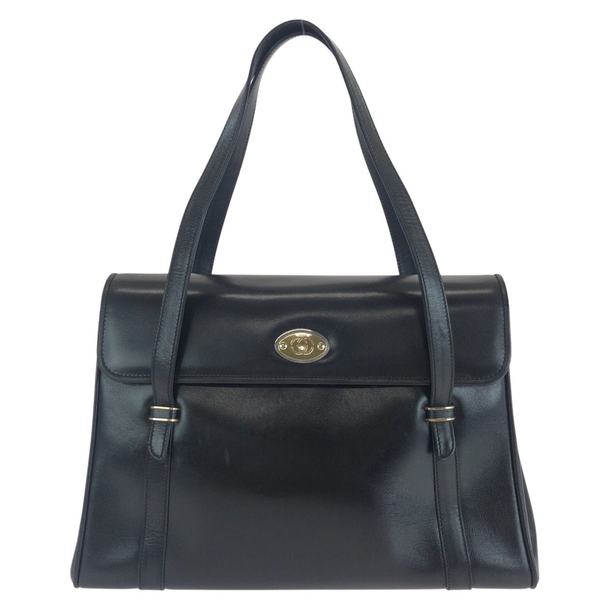 14430
GUCCI グッチ ヴィンテージ オールドグッチ インターロッキング クレスト ブラック 黒 ゴールド金具 レザー 000 46 4857 トートバッグ ショルダーバッグ  レディース