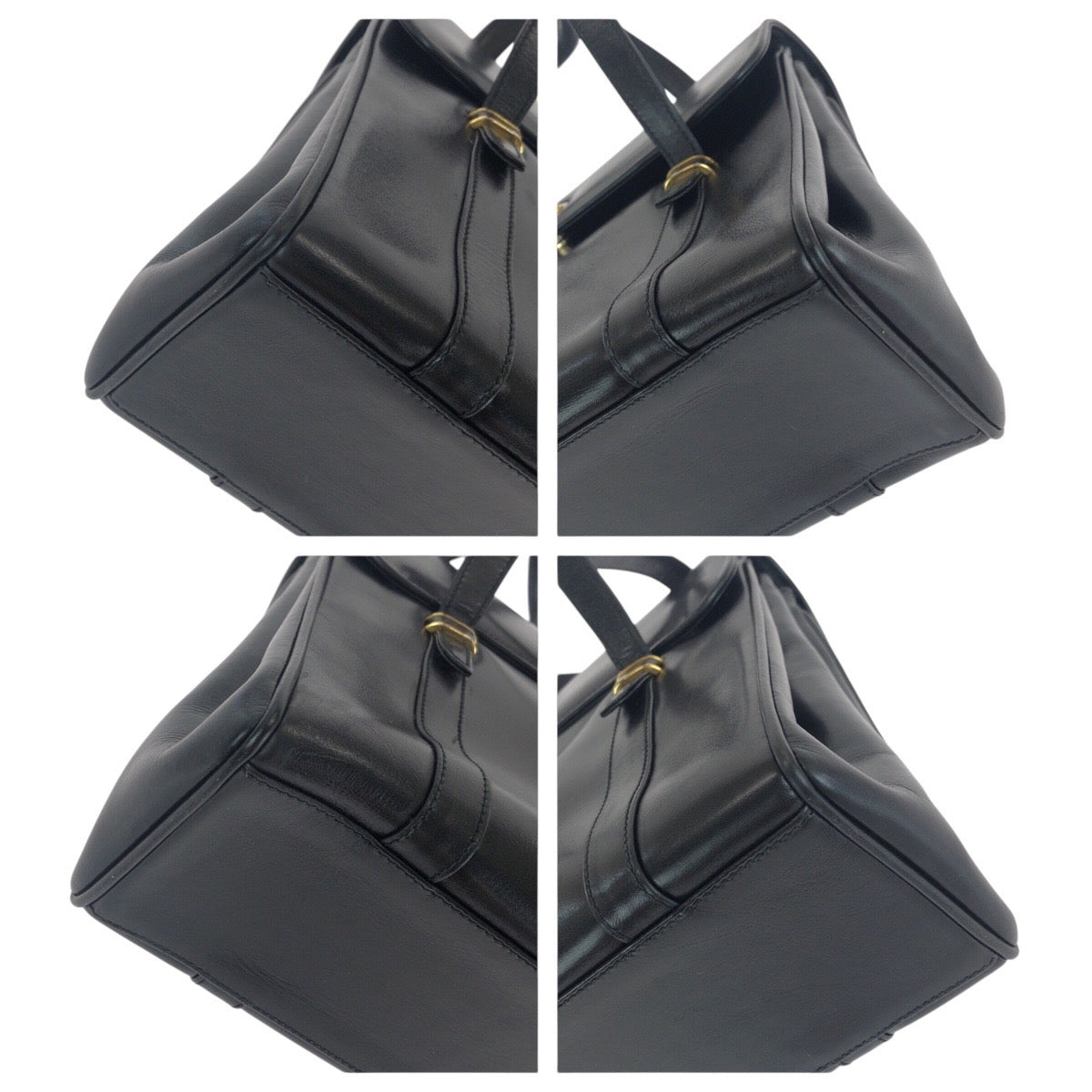 14430
GUCCI グッチ ヴィンテージ オールドグッチ インターロッキング クレスト ブラック 黒 ゴールド金具 レザー 000 46 4857 トートバッグ ショルダーバッグ  レディース
