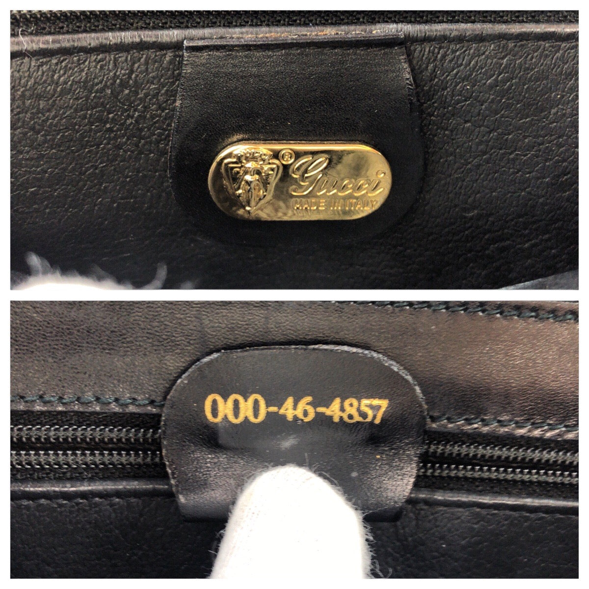 14430
GUCCI グッチ ヴィンテージ オールドグッチ インターロッキング クレスト ブラック 黒 ゴールド金具 レザー 000 46 4857 トートバッグ ショルダーバッグ  レディース