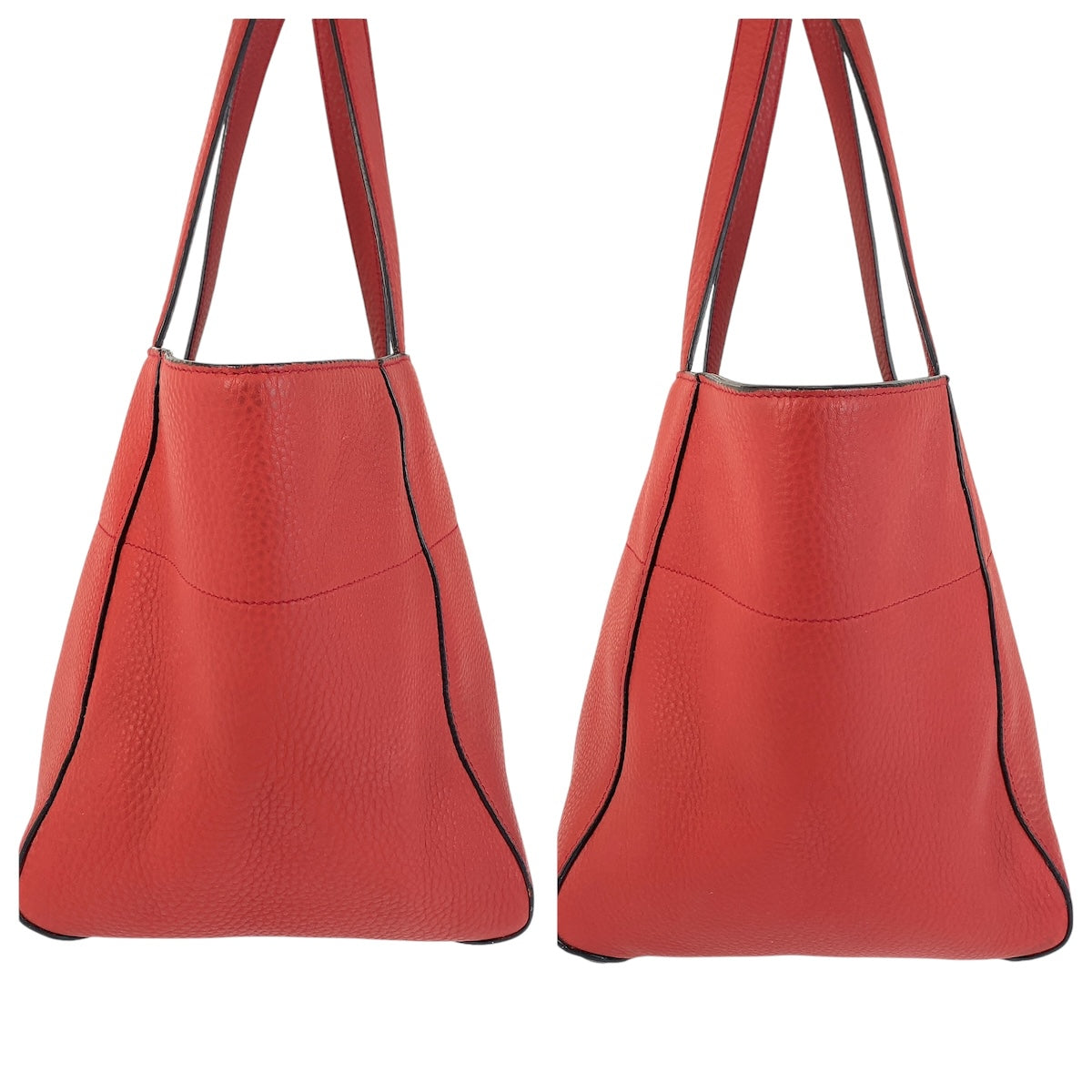 14433
PRADA プラダ 三角ロゴプレート レッド ゴールド金具 レザー トートバッグ ショルダーバッグ  レディース