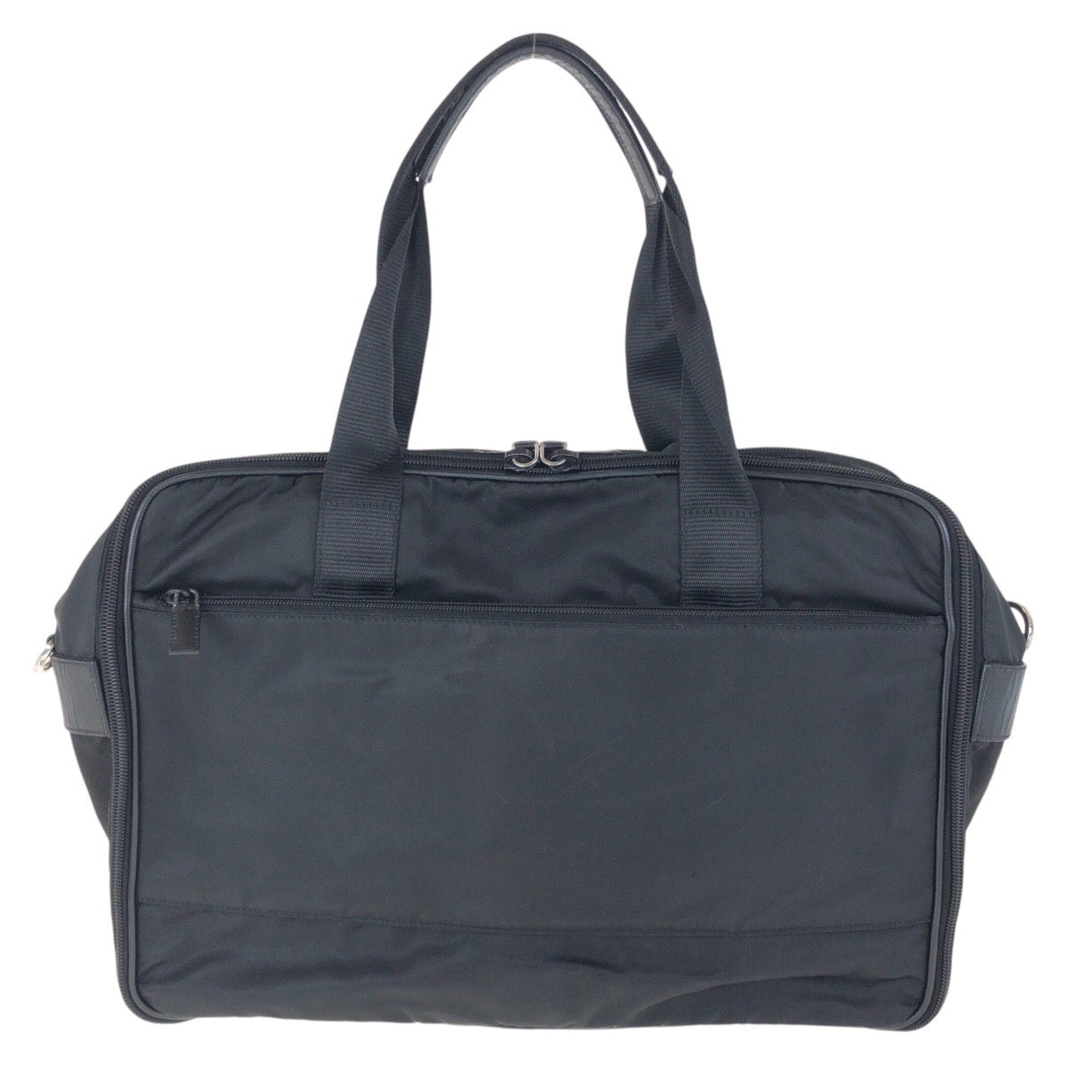 14434
PRADA プラダ テスート サフィアーノ 三角ロゴプレート ブラック 黒 シルバー金具 ナイロン / レザー ビジネスバッグ ブリーフケース 2way  メンズ