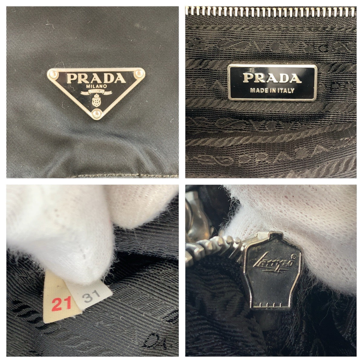 14436
PRADA プラダ テスート 三角ロゴプレート ブラック 黒 シルバー金具 ナイロン / レザー ショルダーバッグ ポシェット  レディース