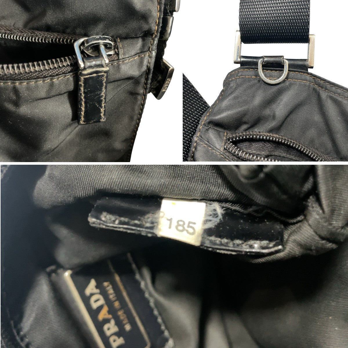 15303
PRADA プラダ テスート 三角ロゴ ブラック 黒 ナイロン ショルダーバッグ サコッシュ 男女兼用 メンズ AB32