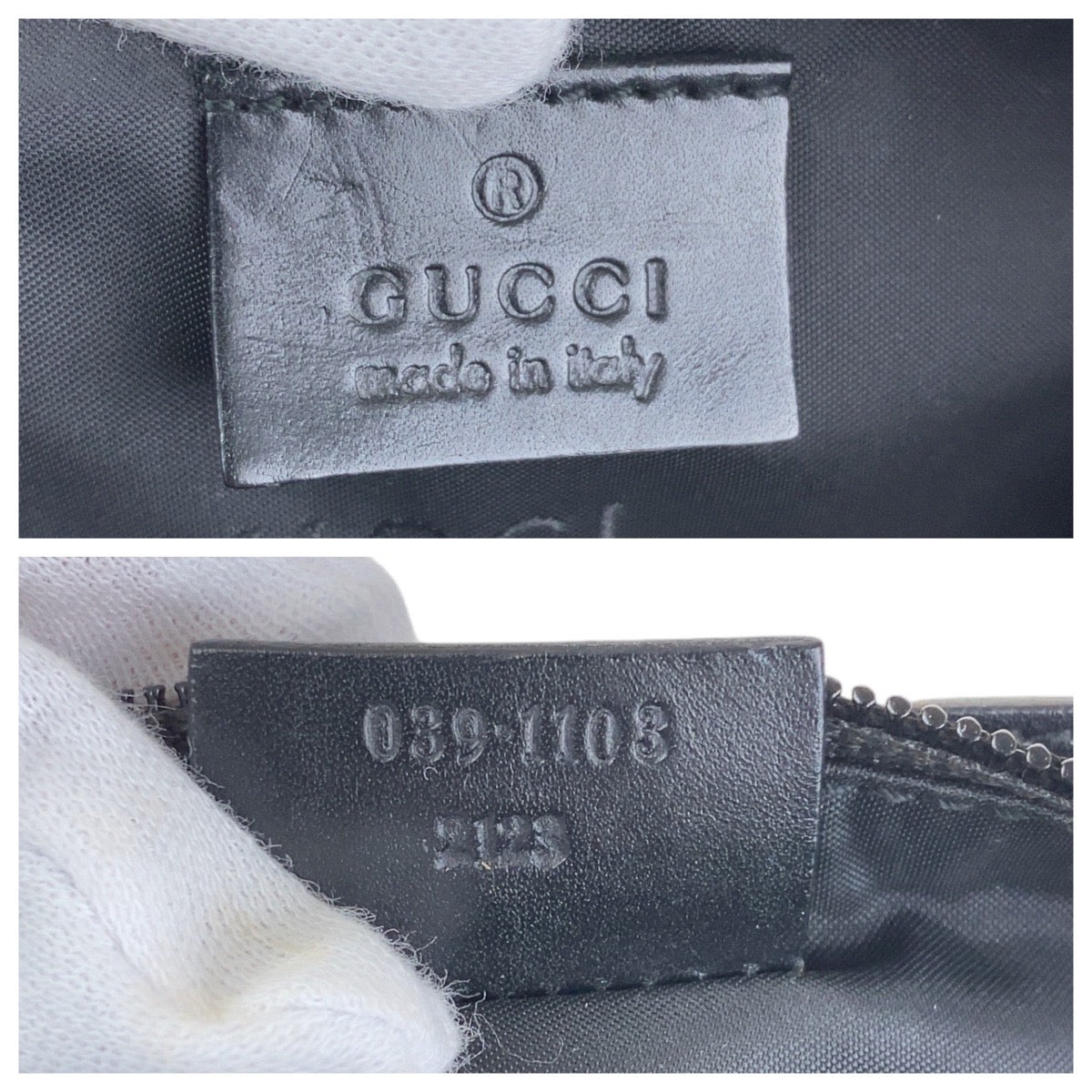 13927
GUCCI グッチ ブラック シルバー金具 ナイロン 039 1103 ハンドバッグ アクセサリーポーチ  レディース ABP24