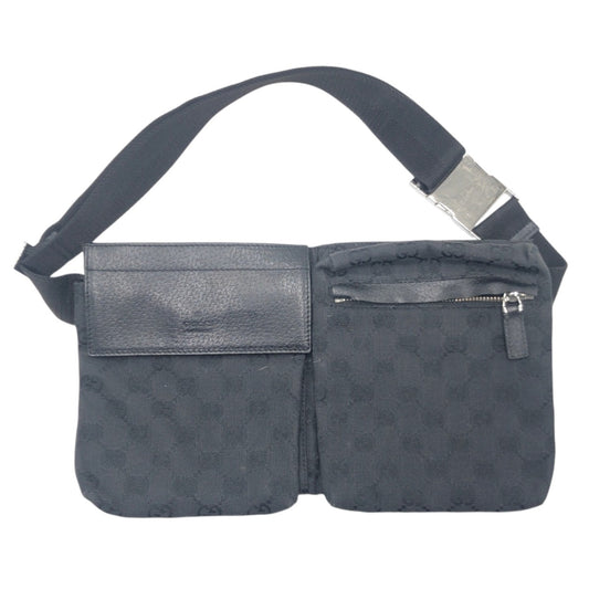 14441
GUCCI グッチ GG柄 ブラック 黒 GGキャンバス 28566 ショルダーバッグ ボディバッグ バムバッグ 男女兼用  レディース AB35