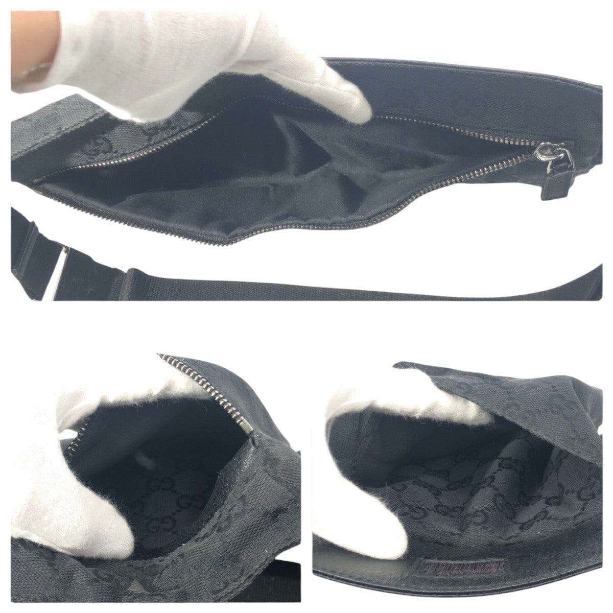 14441
GUCCI グッチ GG柄 ブラック 黒 GGキャンバス 28566 ショルダーバッグ ボディバッグ バムバッグ 男女兼用  レディース AB35